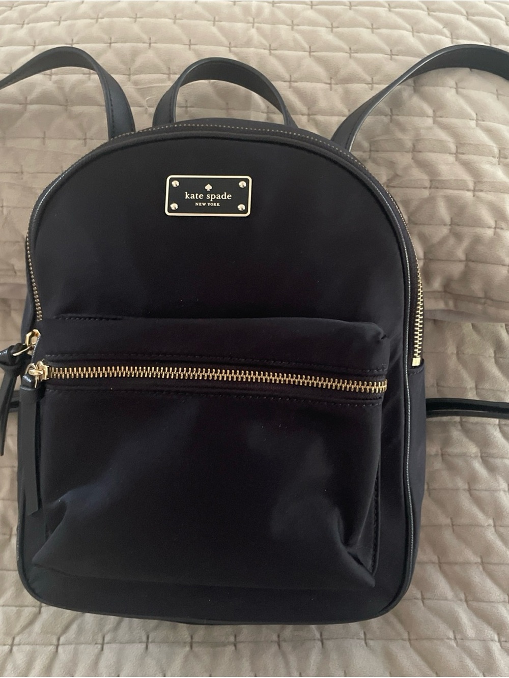kate spade Black Nylon Backpack with Gold Hardware